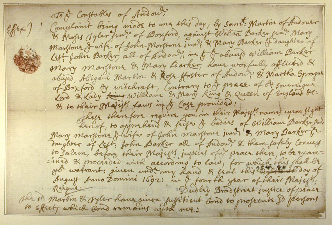 Boston Public Library Witchcraft Documents